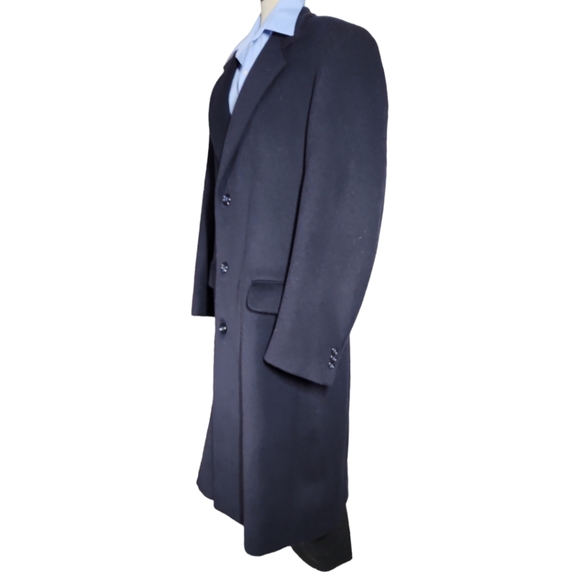 Moores Lanificio Vallombroso 42 tall WOOL AND CASHMERE blue men's long coat - Picture 11 of 15
